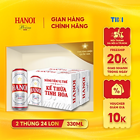 Combo 2 Thùng Bia Hanoi Premium - Thùng 24 lon 330ml