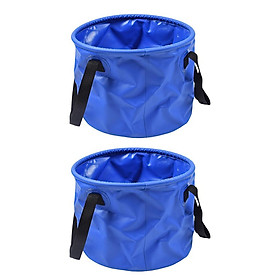 2pcs Collapsible Fishing Bucket Outdoor Camping Fish Water Bucket Blue 30L