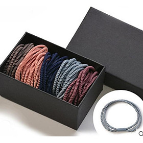 Set 30 dây buộc tóc xoắn ghép 2 sợi thành 1 cao cấp xuất Nhật HD09 Hộp giấy đen cao cấp