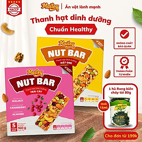 Thanh hạt dinh dưỡng NUT BAR MAILEY mật ong/trái cây Hộp 5 thanh 160 g - Bánh hạt dinh dưỡng giảm cân ăn sáng