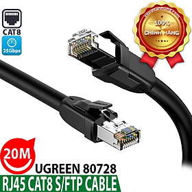 Cáp mạng 20M CAT8 toàn đồng truyền dữ liệu giữa các máy tính Ugreen 80728 NW121 Hàng Chính Hãng