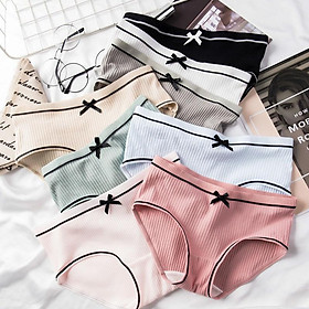 Combo 5 Quần Lót Cotton Nơ Viền Đen Cao Cấp Chất Đẹp