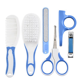 Baby Healthcare and Grooming Kit 6 PCS Hair Brush Comb Nail File Clipper Scissors Newborn Infant Shower Care Nursery Set