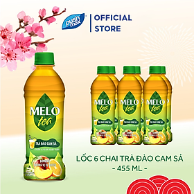 Lốc 6 Chai Trà Đào Cam Sả Melo Tea (455ml x 6 chai)