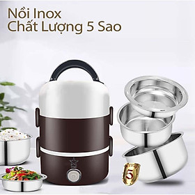 Ủ cơm 3 tầng inox cắm điện Star Hot cao cấp, cặp lồng giữ nhiệt có cắm điện hâm nóng đồ ăn tiện lợi Star hot - kagu HC01