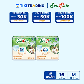 Combo 2 Gói Tã Quần Người Lớn Sunmate Khô Thoáng M8 (8 Miếng/ Gói)