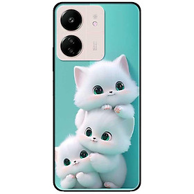 Ốp lưng cho Xiaomi Redmi 9T - Redmi 13 4G - 13C - Redmi Note 13 4G - 13 Pro 4G - 13 Pro 5G - Ba Chú Mèo Trắng - Hàng Chính Hãng