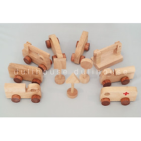 Thế Giới Xe Phương Tiện Giao Thông Gồm 7 Xe 1 Rào Chắn và 3 Biển Báo - Giúp Bé Phát Triển Khả Năng Sáng Tạo và Tham Gia Giao Thông An Toàn - Gỗ Tự Nhiên