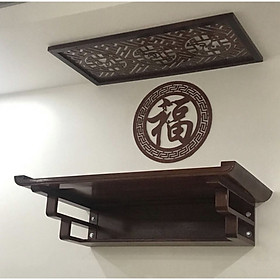 Mua Bàn thờ treo tường gỗ sồi   phun mầu nâu gỗ   sản phẩm có nhiều kích thước ( tặng kèm tấm chống ám khói và chữ trang trí chữ phúc hán) BH308