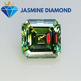 Kim cương nhân tạo Mỹ Moissanite giác cắt Asscher màu xanh lá