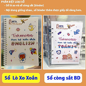 Sổ takenote văn 8, sổ tay ghi chép văn 8, sổ lò xo bìa trong Beta, sổ còng đóng Binder làm sổ planner bullet journal