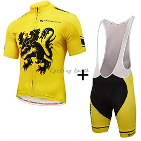 Mùa Hè Đi Xe Đạp SuitLion of Flanders Đội Tuyển Quốc Gia Áo Yếm Quần Short Bộ Quần Áo Xe Đạp MTB Ropa Ciclismo Maillot Color: bib short set Size: L
