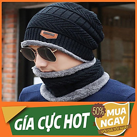 Mũ len lót lông kèm khăn người lớn