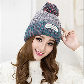 Mũ len nữ winter dệt kim ấm áp nón len nữ phối màu dona22122502