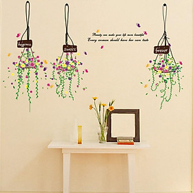 Decal dán tường 3 giỏ hoa Beauty can make DLX5329