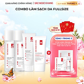 Combo 4 dưỡng da cơ bản và chống nắng Sắc Ngọc Khang [Nước tẩy trang 145ml + Sữa rửa mặt 100g + Nước hoa hồng 145ml + Kem chống nắng 50g]