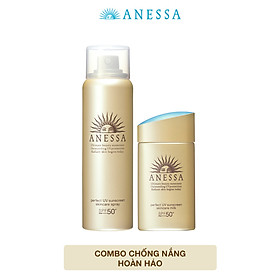 Combo Kem chống nắng dưỡng da dạng sữa Anessa Milk SPF 50+ PA++++ 60ml và Kem chống nắng dưỡng da dạng xịt Anessa Spray 60g