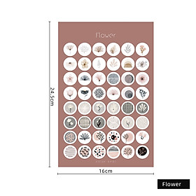 S39 - Tờ 48 miếng dot sticker chấm tròn Morandi trang trí sổ bullet journal, junk journal, tường nhà - Cây Sồi Già - Flower