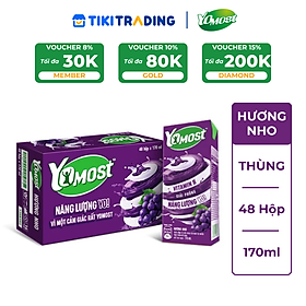 Thùng 48 Hộp Sữa Chua Lên Men Tự Nhiên Yomost Vị Nho (170ml/Hộp)