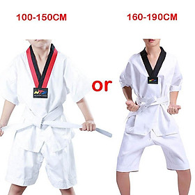 Unisex Taekwondo Quần Áo Người Lớn Trẻ Em Trẻ Em Karate Phù Hợp Tập Luyện Võ Thuật Bộ Kung Fu Đồng Nhất Dành Cho Nữ Dây Trắng - XXXS