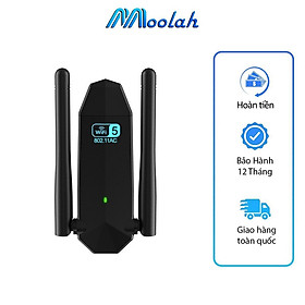 USB Wifi Cho PC 2 Râu Không Dây Băng Tần Kép 5Ghz 2.4Ghz 1300Mbps Bộ Thu Sóng Wifi Chuẩn Wifi5 Kiêm Card Wifi 802.11 AC B G N Điều Chỉnh Linh Hoạt 360 Độ Cổng USB 3.0 Tiện Lợi 