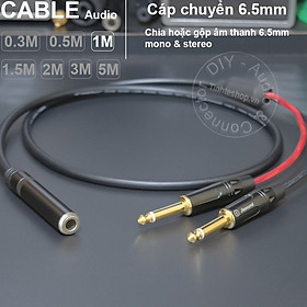 Mua Cáp chia jack 6 ly 6.5mm  1 đầu cái sang 2 đầu đực DIY - audio cable 2 6.5mm mono to 6.5mm stereo TRS