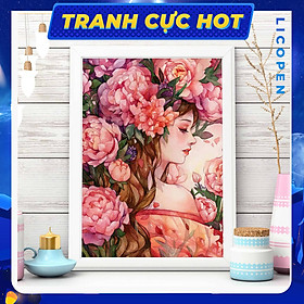 Mua Tranh Tô Màu Theo Số Licopen - Tranh Cô Gái Đỏ - MS47