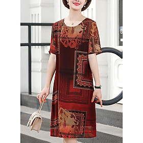 Đầm Suông Giấu Bụng Voan 2 Lớp BigSize Cho Người Lớn Tuổi In Ô Vuông - Thời Trang Trung Niên Cao Cấp Dạo Phố Thanh Lịch Goti 3274D