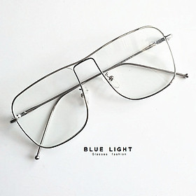 Kính Giả Cận, Gọng Kính Cận Nam Nữ Mắt Vuông To Gọng Bạc Đan Chéo Không Độ Hàn Quốc - BLUE LIGHT SHOP