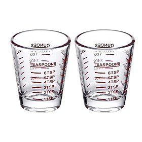 2x Clear  Glass with Scale Glass Measuring Cup for Cafe
