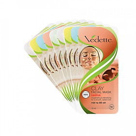 Combo 10 Mặt nạ đất sét Vedette 15 ml (Đất sét đỏ, Cocoa, Ô liu, Nha đam & bengkoang, Quercus)
