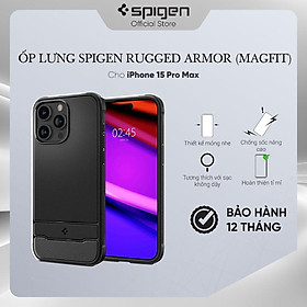 Ốp lưng cho iPhone 15 Pro/ 15 Pro Max Spigen Rugged Armor (Magfit) - Hàng chính hãng