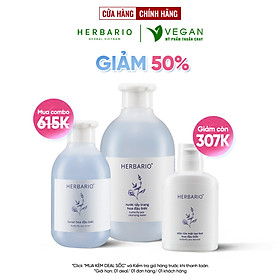 Bộ 3 Hoa Đậu Biếc Herbario chống lão hóa da: Nước tẩy trang 300ml + Toner 200ml + Sữa rửa mặt tạo bọt 100ml