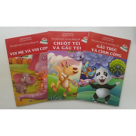 Combo (3 cuốn) Thế Giới Tuyệt Vời Của Động Vật: Voi Mẹ Và Voi Con + Chuột Túi Và Gấu Túi + Gấu Trúc Và Chim Công