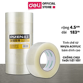 Băng dính băng keo trong đóng hàng Deli - Loại 48mm x 36.56m - 1 cuộn - 30246