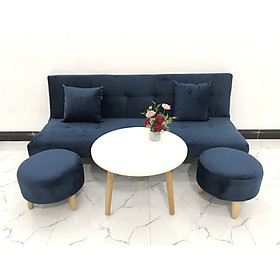 Mua Bộ bàn ghế sofa bed bật giường nằm xanh dương đậm vải nhung nhiều kích cỡ