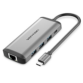 BỘ CHUYỂN ĐỔI USB-C SANG HDMI + LAN + USB 3.0*3 + SD VENTION THAHB
