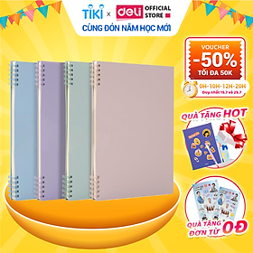 Sổ tay ghi chép lò xo màu pastel Deli - Giấy kẻ ngang 80 trang khổ A5 / B5 - Phù hợp làm sổ kế hoạch, sổ nhật kí, tập vở ghi chép - 24202 / 24203