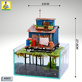 Mô Hình Gỗ Sài Gòn Xưa Tí Hon Ký Ức Tuổi Thơ - Thế Giới Tí Hon - Xóm Nhà Sàn - NS05