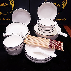 Mua Bộ Bát Sứ SEKA Trắng Sét Dành Cho 4-6 Người - Set Bát Đĩa Tô Gia Đình Đẹp Sang Trọng