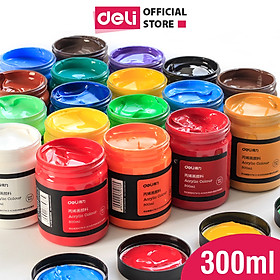 Màu Acrylic 300ml cao cấp dạng hũ Deli - Tô đất sét, đất nặn tự khô, vẽ vải, giày, đa chất liệu, tươi sáng, nhanh khô - Nhiều màu sắc - 73875