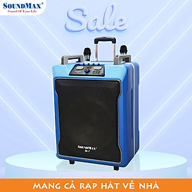Loa kéo karaoke SoundMax M-7 | Trolley Karaoke Speaker SoundMax M7 - Tặng kèm 2 micro chuyển đổi tần số | Loa bluetooth karaoke di động | Loa nghe nhạc | Loa du lịch - Hàng Chính Hãng
