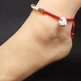 Lắc chân dây đỏ nanh chó mực trừ tà hộ mệnh