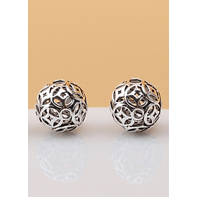 Combo 2 cái charm bạc hình cầu họa tiết hoa văn xỏ ngang - Ngọc Quý Gemstones