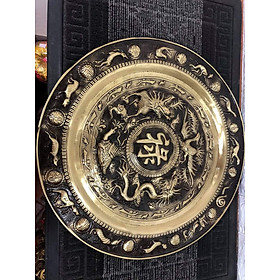 Mua Mâm Đồng Tứ Linh Hoa Văn Trạm Trổ đúc đồng đem tài lộc   may măn cho gia chủ đường kính 51cm