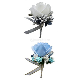 2x Stimulation Rose Flowers Brooch Pins Wedding Corsage Pins