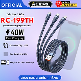 Mua Dây Sạc 3 Đầu Chính Hãng Remax 199th Gồm Cáp Sạc Nhanh Lighning  Type C  Micro Sạc đa năng cùng lúc 3 thiết bị - Hàng Chính Hãng