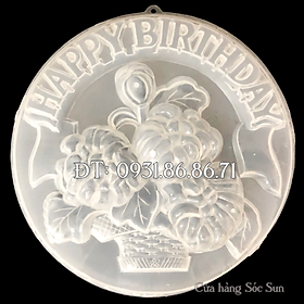 Khuôn rau câu sinh nhật giỏ hoa cúc Happy Birthday loại 25 cm - Mã số 1817