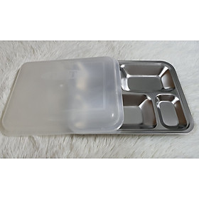 Mua Khay đựng thức ăn   khay cơm inox 201 dày 0.8 mm – 4 ngăn CL   KT: 290x230x32 mm