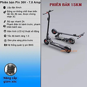 Xe scooter điện BREMER gấp gọn, pin 36v, sạc nhanh 2A, phanh điện tử, lốp đặc tổ ong độc quyền, giảm sóc nâng cấp